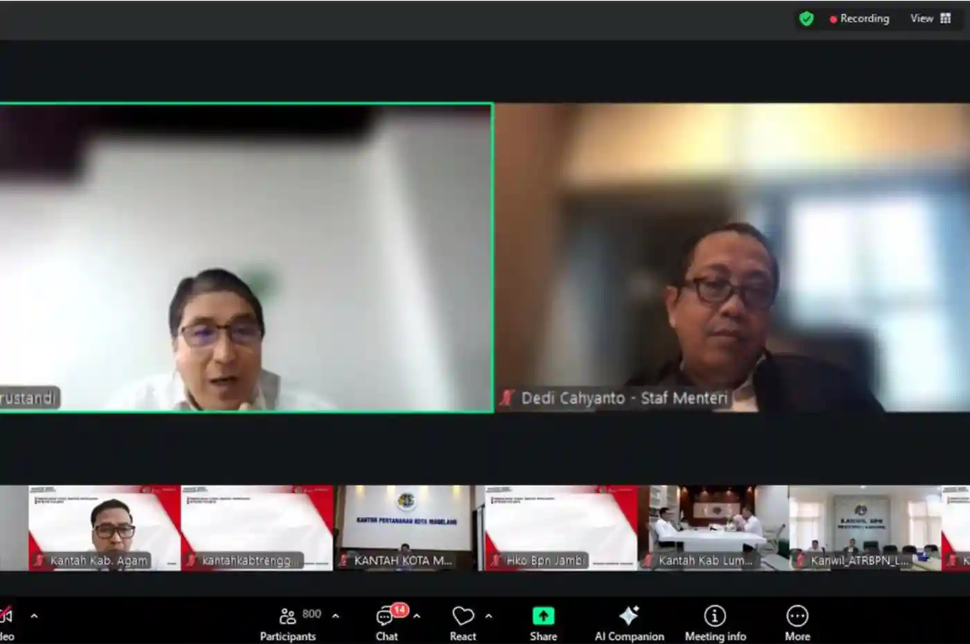 Sosialisasi hasil SPI 2025 ATR/BPN oleh KPK secara daring