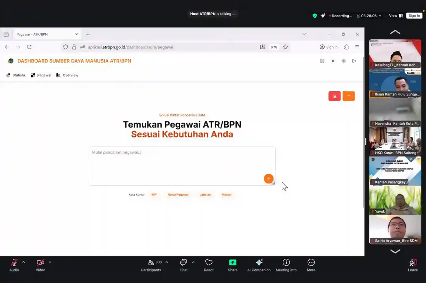 Dashboard SDM ATR BPN untuk manajemen talenta ASN