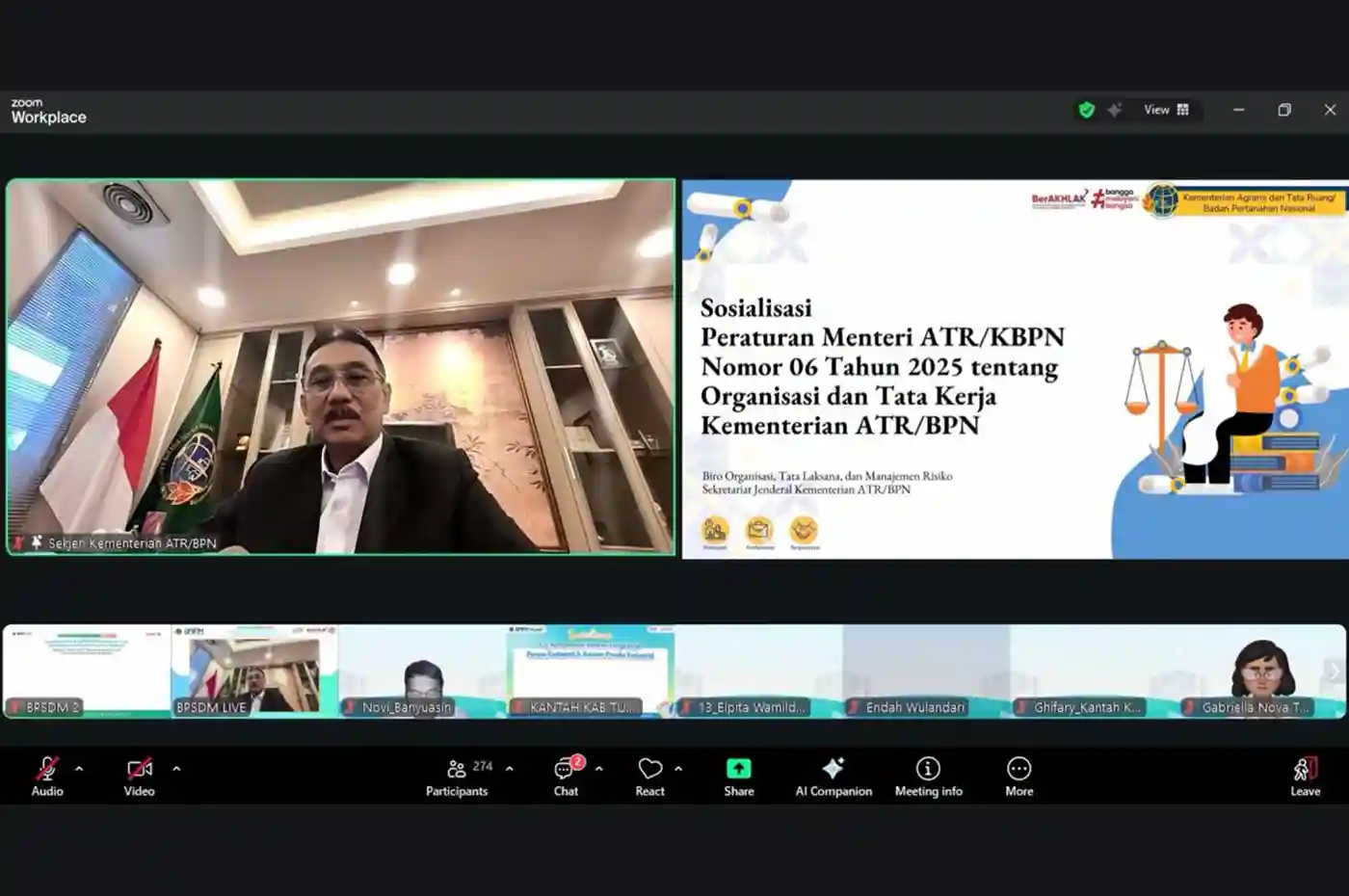 Webinar ATR BPN bahas regulasi organisasi dan tata kerja 2025