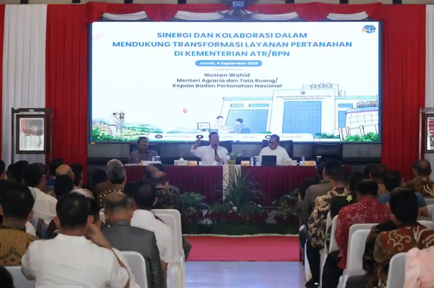 menteri atr bpn nusron wahid memimpin rapat koordinasi transformasi layanan pertanahan di sleman