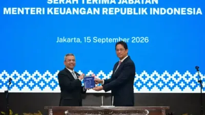 serah terima jabatan menteri keuangan dari purbaya yudhi sadewa kepada suahasil nazara di jakarta